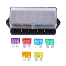6 WAY FUSE HOLDER BOX CAR VEHICLE CIRCUIT BLADE FUSE BOX BLOCK + FREE FUSE US