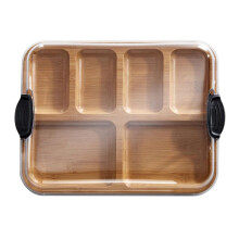 Bambus-Schneidebrett mit Deckel, Schwarze Griffe, 11 X 14 Zoll - Perfekt für Wurstwaren, Snacks und Mehr