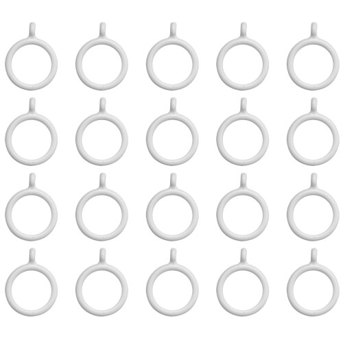 20X White 25Mm Inner Plastic Curtain Rings