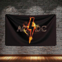 (120x180cm, as the picture33048) AC/DC Band Flag Polyester Digital Printing Music Banner Rock Decor 25x26 Inches