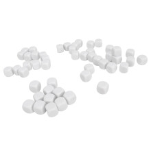 Dadi di plastica bianche 50 pezzi, 0,6 pollici con angoli arrotondati, per insegnamento di matematica fai-da-te e divertimento in festa