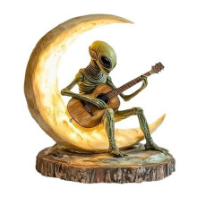 Bohemian Style Ornaments Moon Guitarist Desktop Decoration Office Desk Gift