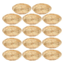 10 PCS 9.8 Inch Bamboo Paper Plate Holder, Hand Weave Wicker Plate Holders for Parties, Picnic, and Barbecue, Reusable
