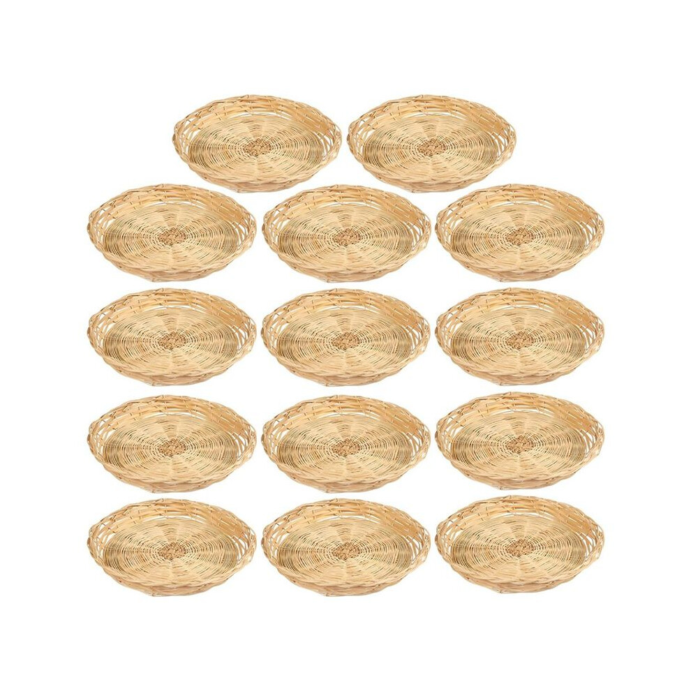10 Pcs 9.8 Inch Bamboo Paper Plate Holder, Hand Weave Wicker Plate Holders For Parties, Picnic, And Barbecue, Reusable 4711474574848