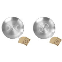 Bandeja de Armazenamento de Metal Decorativa com Padrão de Pentagrama e Lua, Adequada para Joias de Tarô e Decoração Ritual
