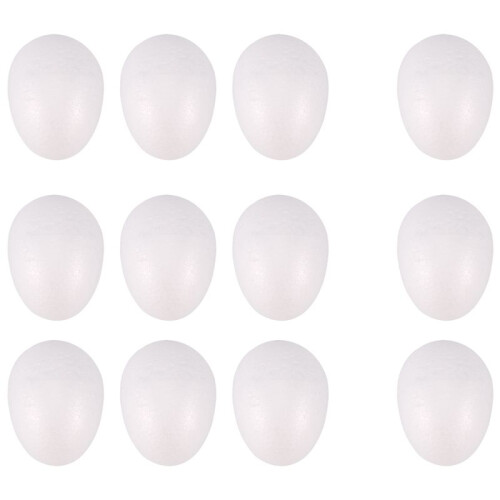 12 Pack 3 Inch Easter Foam Egg White  Egg  Egg Foam Natural Polystyrene Egg Foam Handmade Egg 1