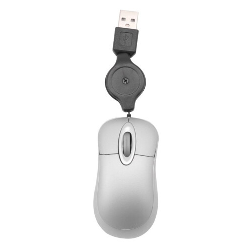USB Wired Mouse Retractable Cable Tiny Small Mouse 1600 DPI Optical Compact Travel Mice for Windows 98 2000 XP Vista Ve (Silver)