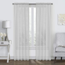 Panneau de rideau en voile froissé transparent à œillets, 101,6 cm x 200,7 cm, gris