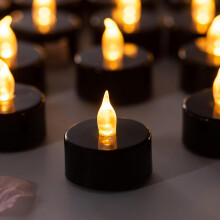 Värmeljus, flamlösa LED-ljus, batteridrivna värmeljus för bröllop, fester, Halloween, jul, heminredning (svart, 24)