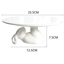 Cupcake Stand, Easter Decorations, Ceramic Dessert Plates for Eggs and Cookies, Bunny Candy Dish Gifts, 10 Inch White