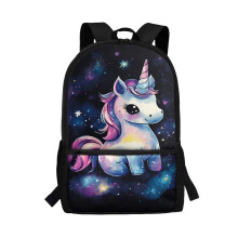 Galaxy Alicorn School Backpack for Boys Girls Large Capacity Schoolbag Holiday Travel Bookbad Outdoor Daypack for 5-13 Year with Water Bottle Pockets