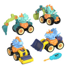 Dinosaur Construction Truck Toys 4-Pack for Kids 3-6 Years – Educational Engineering Cars, Compatible with LEGO