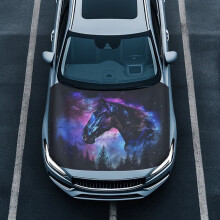 Car Hood Cover Tear-Resistant Galaxy Horse Hood Covers for Car Removable Stretch Bonnet Banner for Auto Cars Truck Van SUV Automotive Accessories