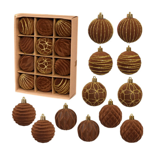 Christmas Tree Ornaments Shatterproof Brown 12 PCS