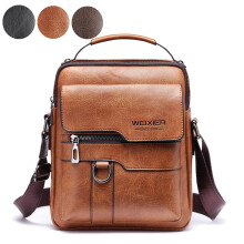 Umhängetasche für Herren, kleine Vintage-Schultertasche aus PU-Leder, braun