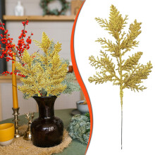 Fiori artificiali, glitter dorati scintillanti per ghirlande natalizie, cornici per foto e decorazioni fai da te, verde artificiale.