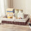 Tizuqe Rustic Wicker Fruit Storage Basket Faux Rattan Woven Rectangular Bow Organizer 5