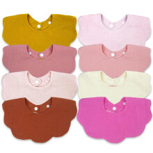8-Pack Super Absorbent 4-Layer Muslin Baby Bibs for Infants & Toddlers – Compatible with All Teething Drool Needs