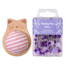 Pin Cushion with 80 Sewing Pins for Dressmaking and Quilting