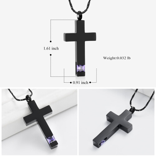 Crystal Cross Necklace for Ashes Keepsake with Birthstone 1