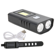 IPX6 Opgrader vandtæt cykelforlygte 9 tilstande USB genopladelig cykellygte LED-display Super multifunktionel dobbeltlinse cykelforlygte og baglygte
