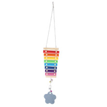 Hangable Bird Toy Bird Cage Accessories Chicken Xylophone Toy Suspensible Wood Xylophone Toy Chicken Coop Pecking Toy Crisp Sounds Bright Colors Bird