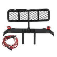 Metalen voor- en achterbumperset met LED-verlichting, trekhaak en reservewielhouder, compatibel met Traxxas TRX4, Axial en SCX10. Duurzaam, robuust