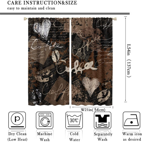 Abstract Coffee Graffiti Curtains Vintage Brown 2 Panels 1