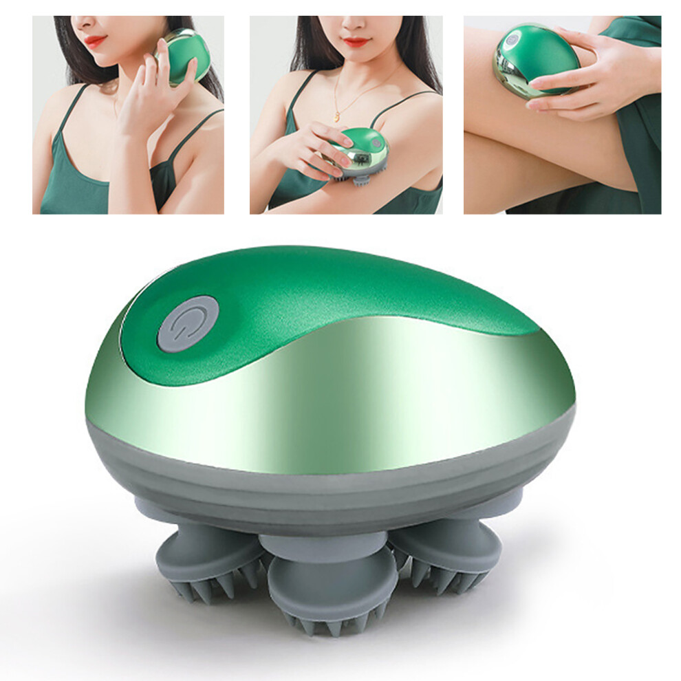 Green Mini Electric Waterproof Head Massager With 4 Claws, Rechargeable,