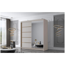 (Cashmere, 180cm) ELUKS - FLAVIO Sliding Doors Wardrobe with Mirror