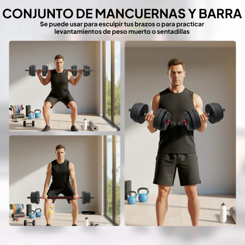 Homcom Juego de Mancuerna Negro 50 x 21 x 21 cm 1