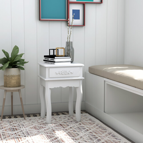 Homcom Mesita de Noche Blanco 40 x 35 x 60 cm 1