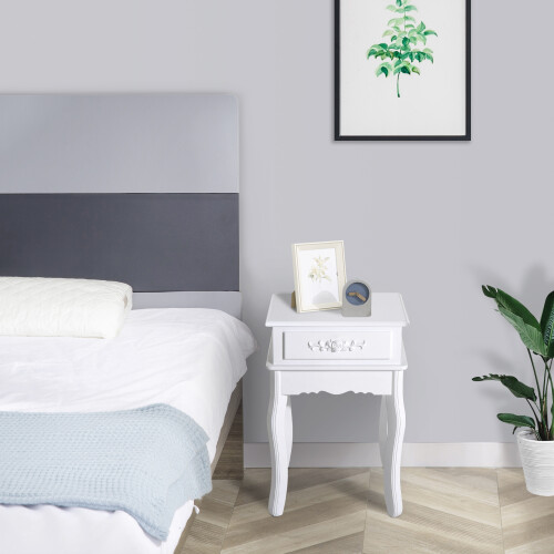 Homcom Mesita de Noche Blanco 40 x 35 x 60 cm 2