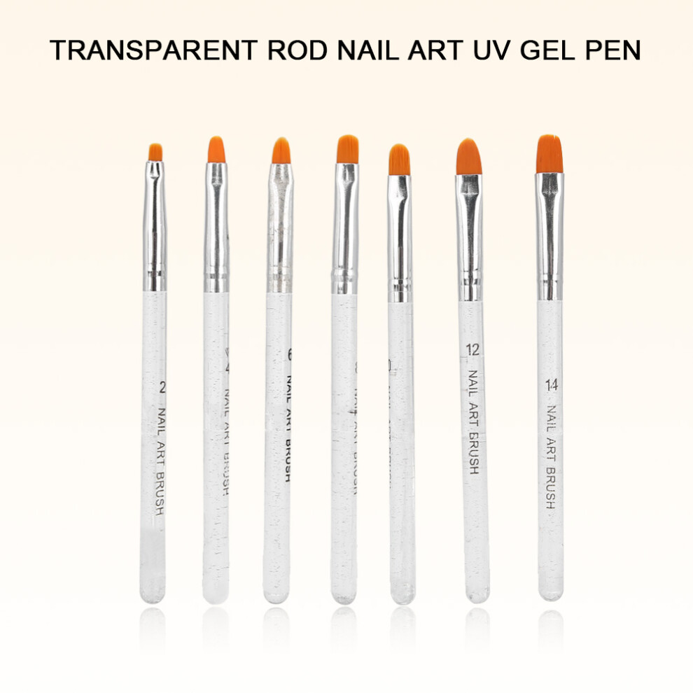 DIY Nail Art Brush Set 7pcs Transparent Handle UV Gel Pen for Creative Designs