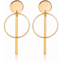 Geometric Double Circle Hoop Dangle Earrings Simple 8 Infinity Knot Bar Tassel Drop Earrings for Women Jewelry