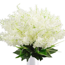 6 st konstgjorda blåregns- och hyacintbuketter – sidenkonstblommor för hem, trädgård, inomhus/utomhus, kyrkogård, staket – vita