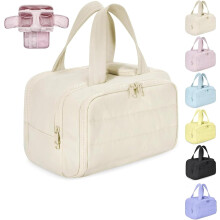 Kosmetiktasche, geräumige Kosmetiktasche für Damen, 4-in-1-Puffy-Multifunktions-Kosmetiktasche, wasserdichte, tragbare, flach zu öffnende