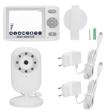 Temperature Detection Baby Monitor With Night Vision, Wireless Baby Monitor ECO Mode2X Magnifying LCD Receiver2.4Ghz Transmission Supports