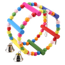 Bird Cage Accessories Hanging Bell Toy, Creative Climbing Ladders Natural Wood Parrot Swing Toy Chewing Adventure Balance And Exercise Cockatiel