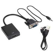 Built-In Active IC Chip VGA To HDMI Converter For1080P Displays - Supports External Power Supply Plug And Play Adapter With24Bit Color Depth And