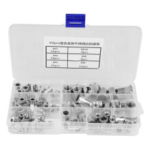Kit de porcas rebite com inserto roscado e cabeça plana, resistentes à corrosão, com design de furo para furação, ideais para projetos em chapa
