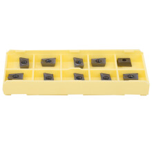 Indexable Lathe Milling Carbide Insert Set, 10PCS High Toughness Cutting Tools Blade Cutters Turning Inserts with Box APKT1003PDTR for Precision
