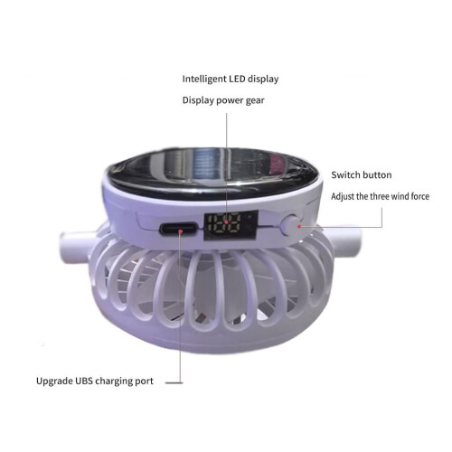 Ηλιακός επαναφορτιζόμενος ανεμιστήρας ψύξης USB με ρυθμιζόμενο γείσο για 2