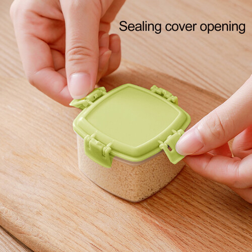 4Pcs Condiment Boxes Large Opening Stackable with Lid Dust-proof Translucent Spice Holding Sauce Squeeze Bottle Mini Seasoning Boxes for Kitchen 2