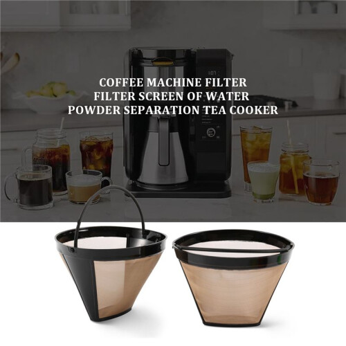 2PCS Reusable Cone Coffee Maker Filters for  Coffee Bar Brewer Replacement Permanent Basket Filter 1