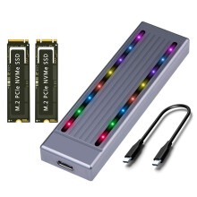 Gabinete para Disco Rígido M.2 NVMe SSD Cool RGB Light Gabinete para Disco Rígido de Alumínio CNC Gen.2 de Alta Velocidade com Cabo, B