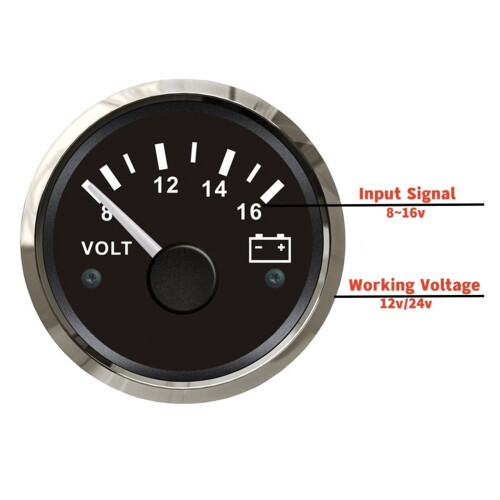Voltmeter 8-16V 52mm Black with Red/Yellow Backlight 2