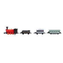 Classic Pullback Steam Train Toy Set with Linkable Carriages Diecast Mini Locomotive Realistic Design Cute Red Modeling for Preschoolers Ages3and Up