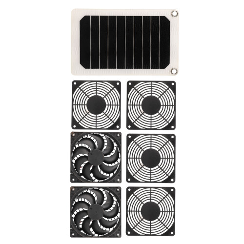 Kit de ventilador con panel solar, 5W/6V, doble ventilador 1
