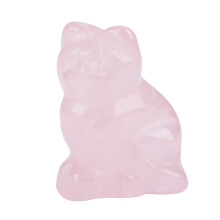 Pink Rose Quartz Cat Shaped Stone Gemstone